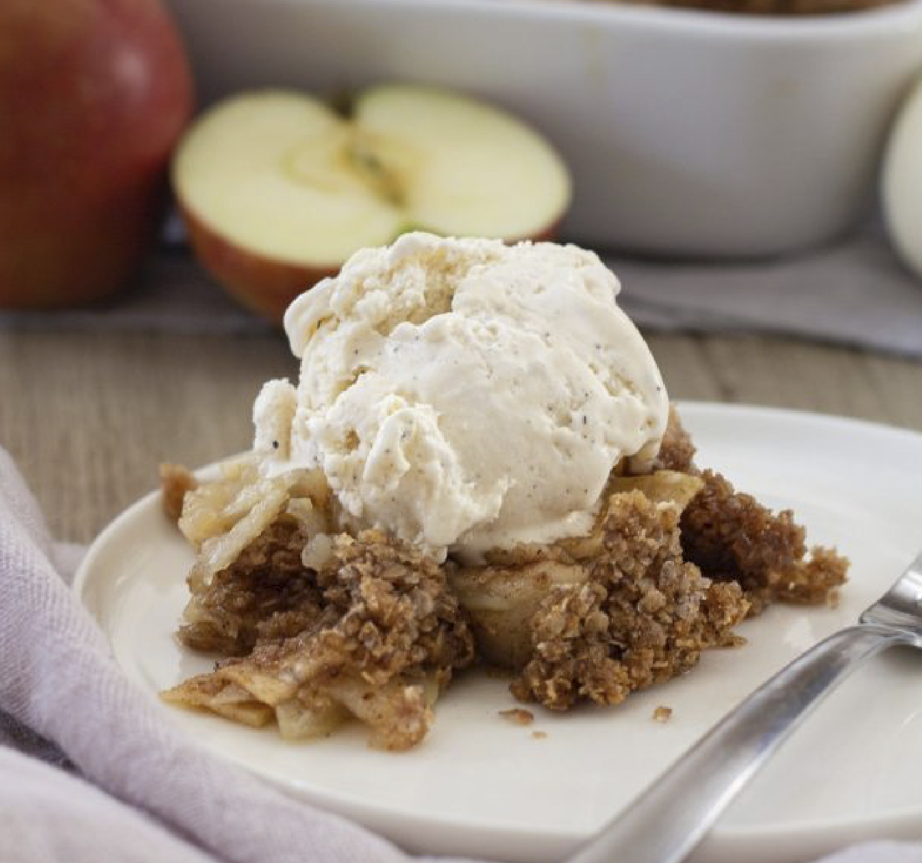 Finnish Rye Apple Crisp with Ice Cream
